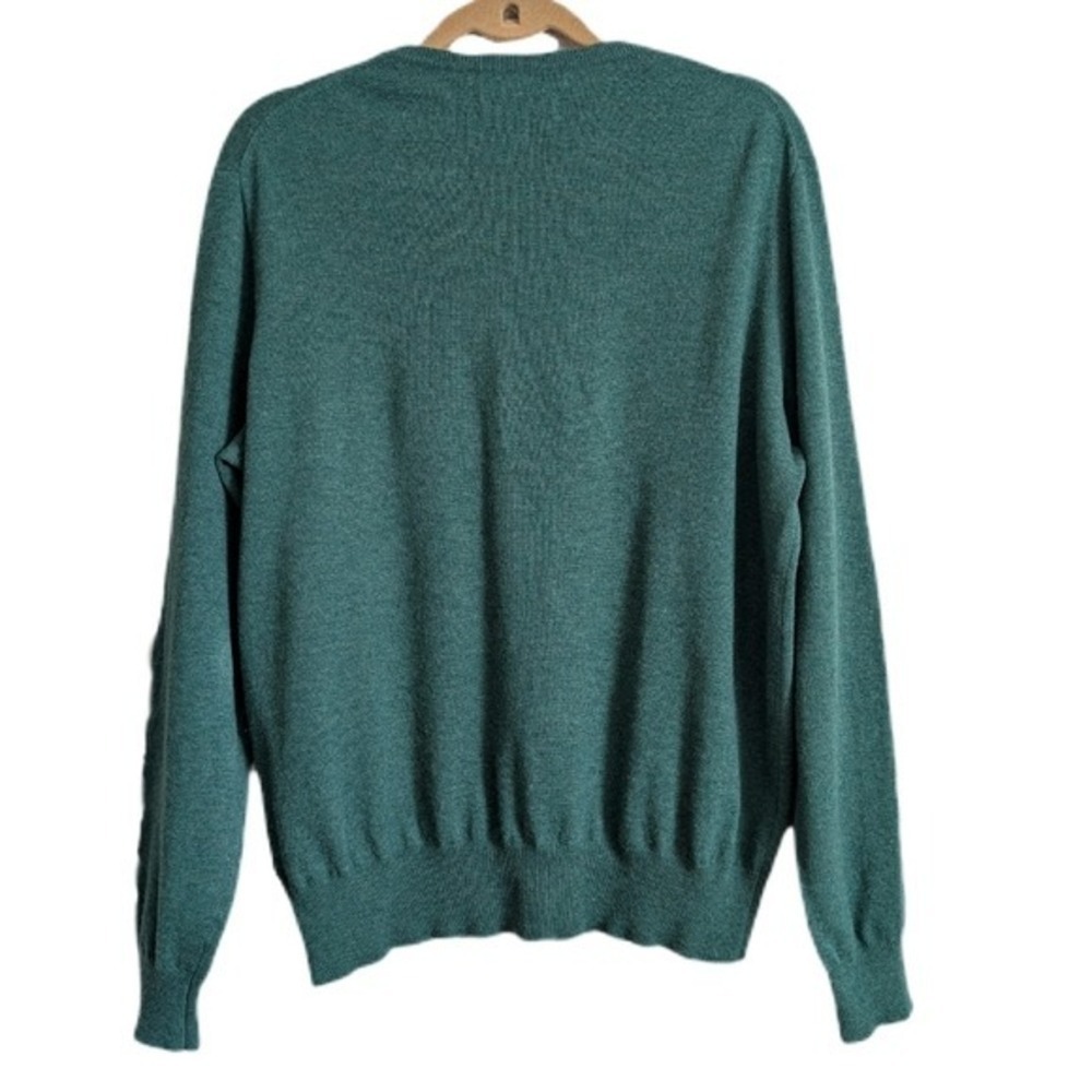 Ralph Lauren Vintage 90s Dark Academia Forest Green Merino Wool Sweatshirt - Picture 5 of 9